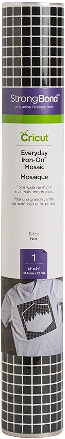 Cricut Everyday Iron-On 30x60cm (Mosiac Squares Black); Excellent results on the widest variety of materials and projects; Use as is or layer with other colors for stunning grid-like effect